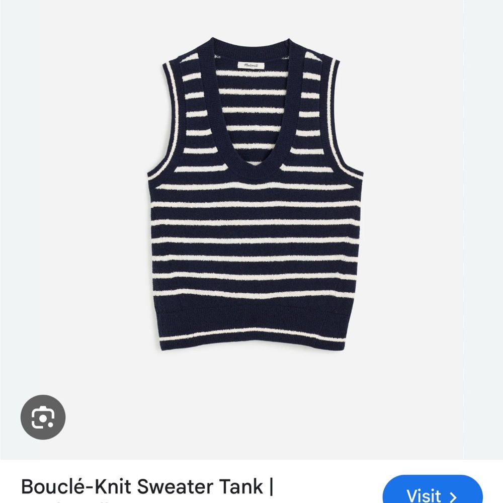 J. Crew Navy and White Striped Sweater Tank